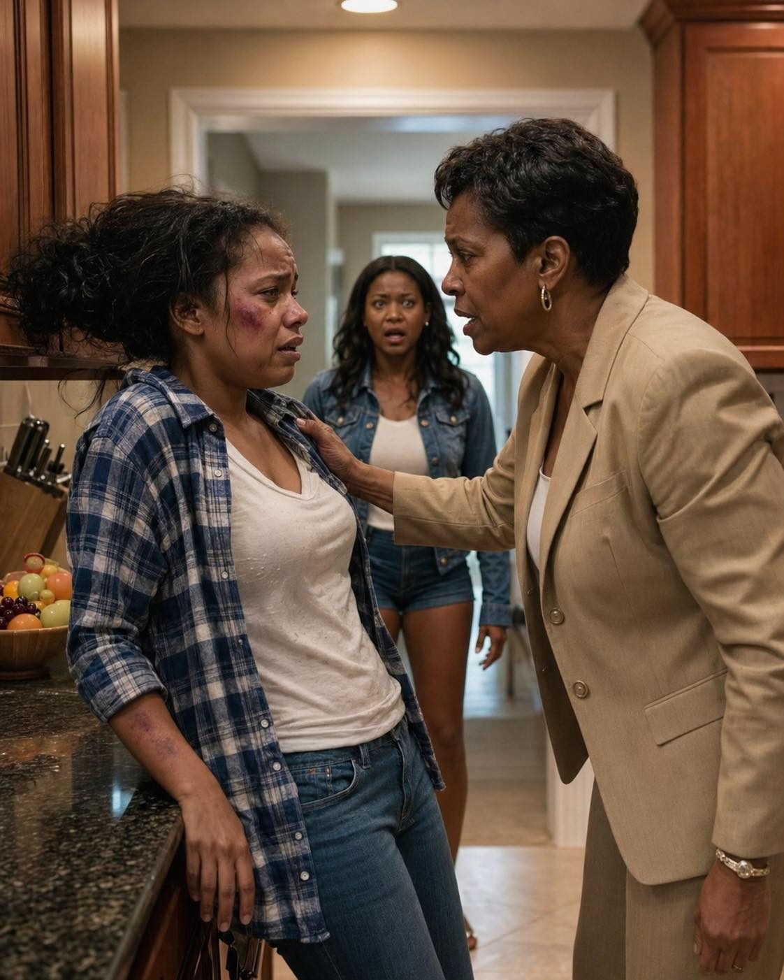 “My sister arrived trembling, br.uised, and begging me, ‘Don’t tell Dad anything.’ What she confessed about the woman living in her house chilled me to the bone. We looked so alike… that night I understood I could use my face to unmask the horror.”