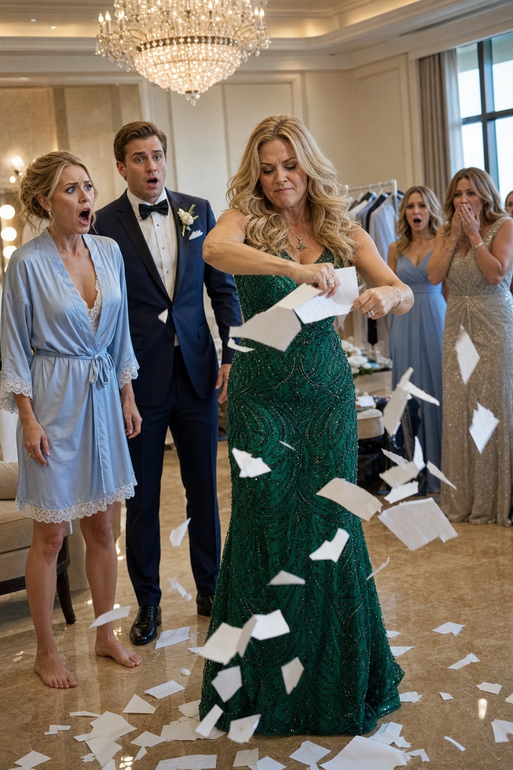 My sister blocked the door and sneered, “There are no fat people in my wedding photos.” I pulled out the $20,000 check and tore it into tiny pieces. Have fun paying the suppliers, because of the venue…