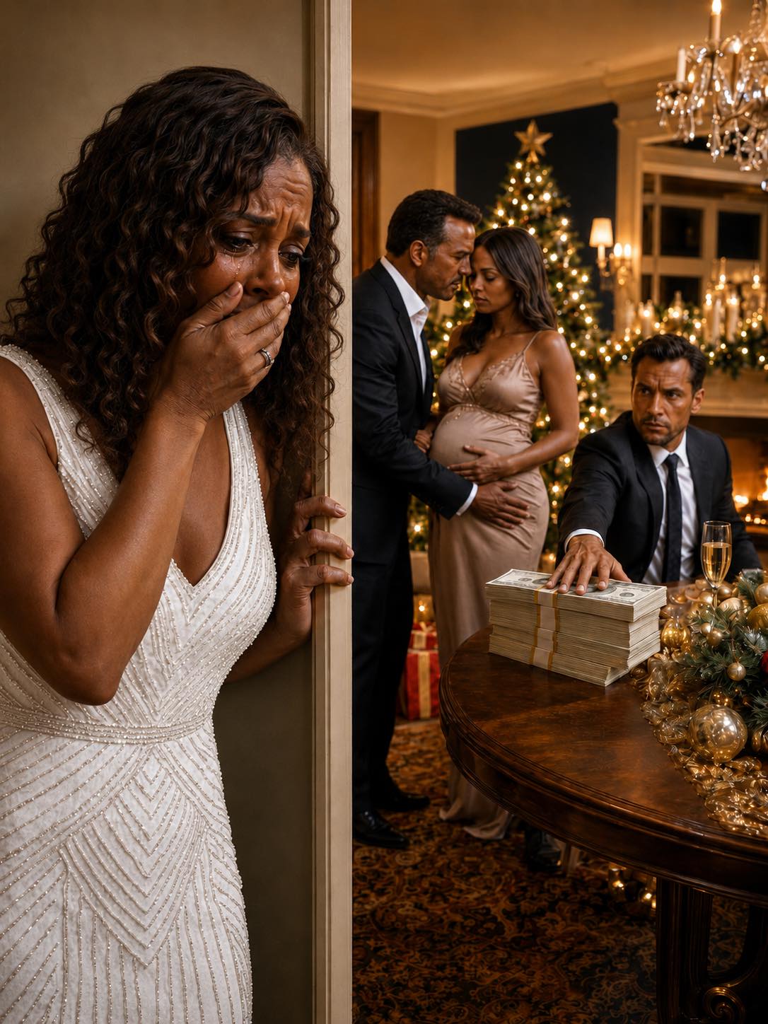 On Christmas Eve, I Heard My Husband Whisper “It’s Our Baby” To His Pregnant Mistress… Then Her Husband Put $200,000 In Front Of Me And Told Me Not To Divorce Him Yet…