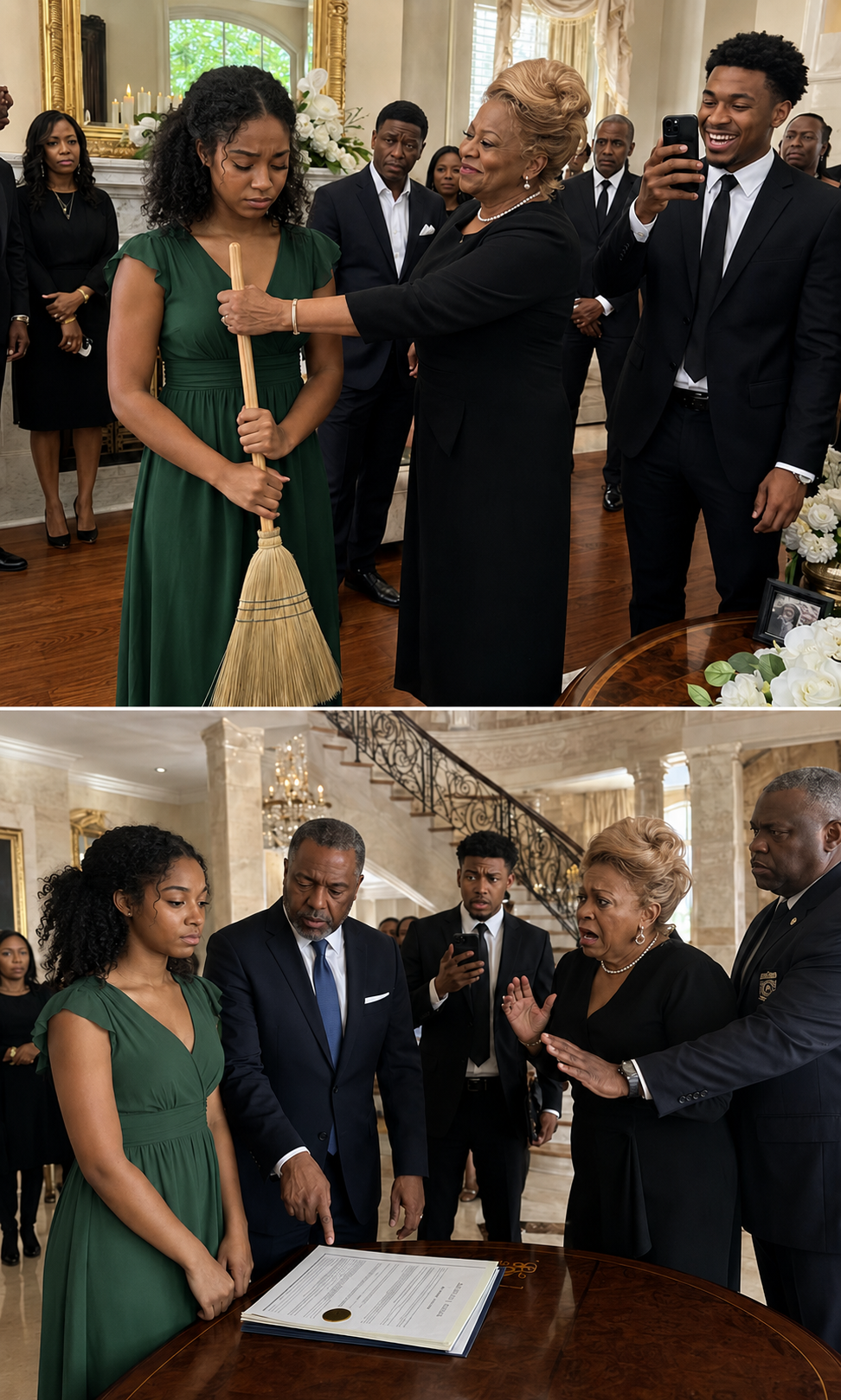 At my father’s funeral, my stepmother handed me a broom and laughed, “This is your only inheritance. Start cleaning my new house.”