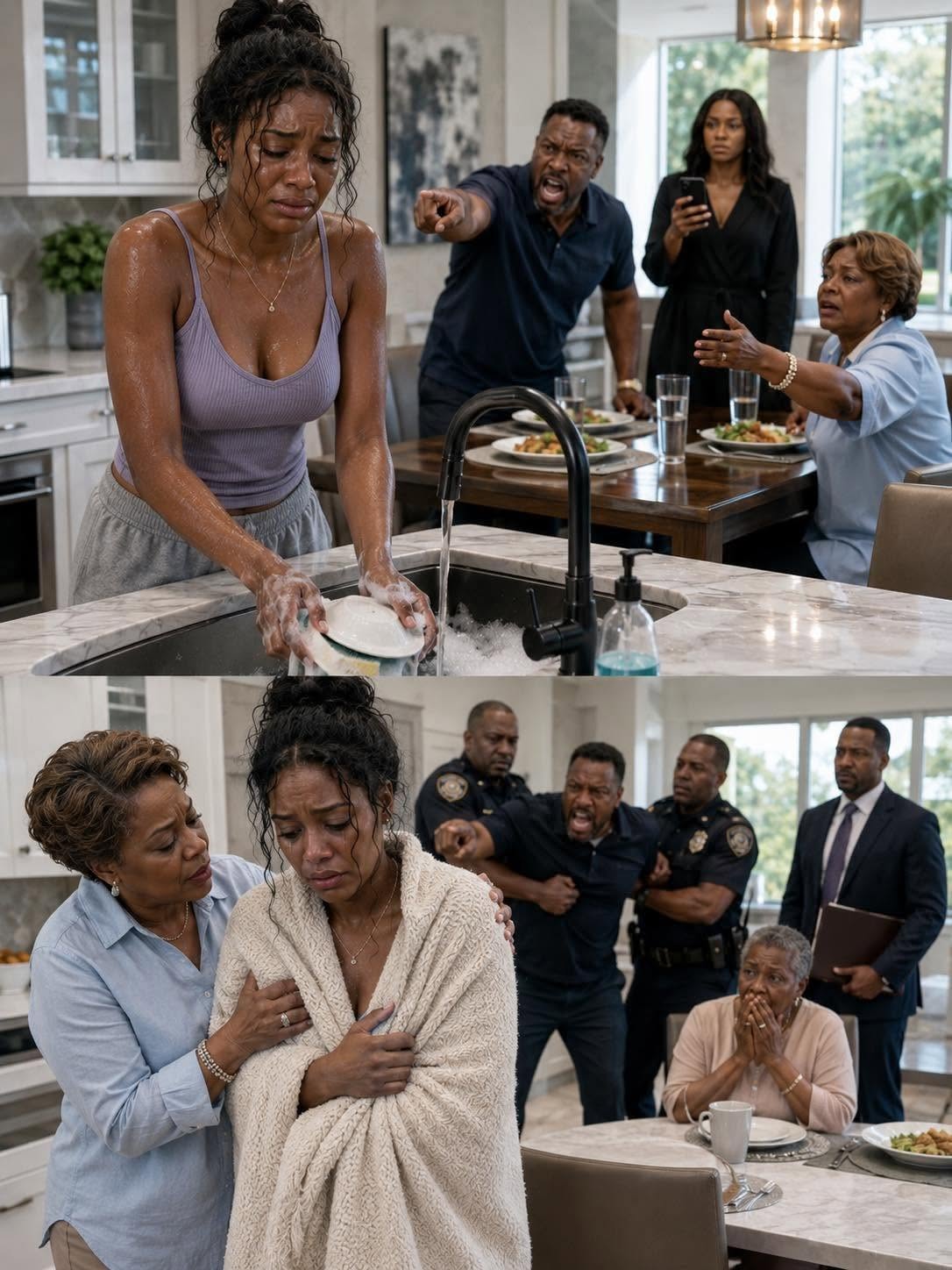 I visited my daughter without warning and froze in sh0ck. Her husband and mother-in-law sat comfortably eating dinner while she stood at the