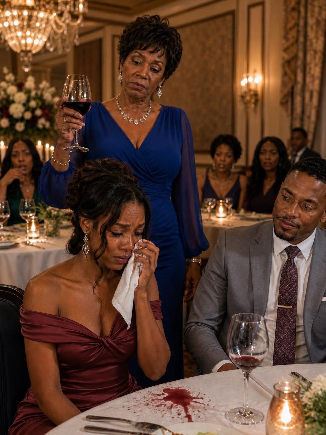 At my very first meeting with my fiancé’s family, his mother suddenly flung a glass of wine in my face and mocked me, sneering, “Just cleaning off