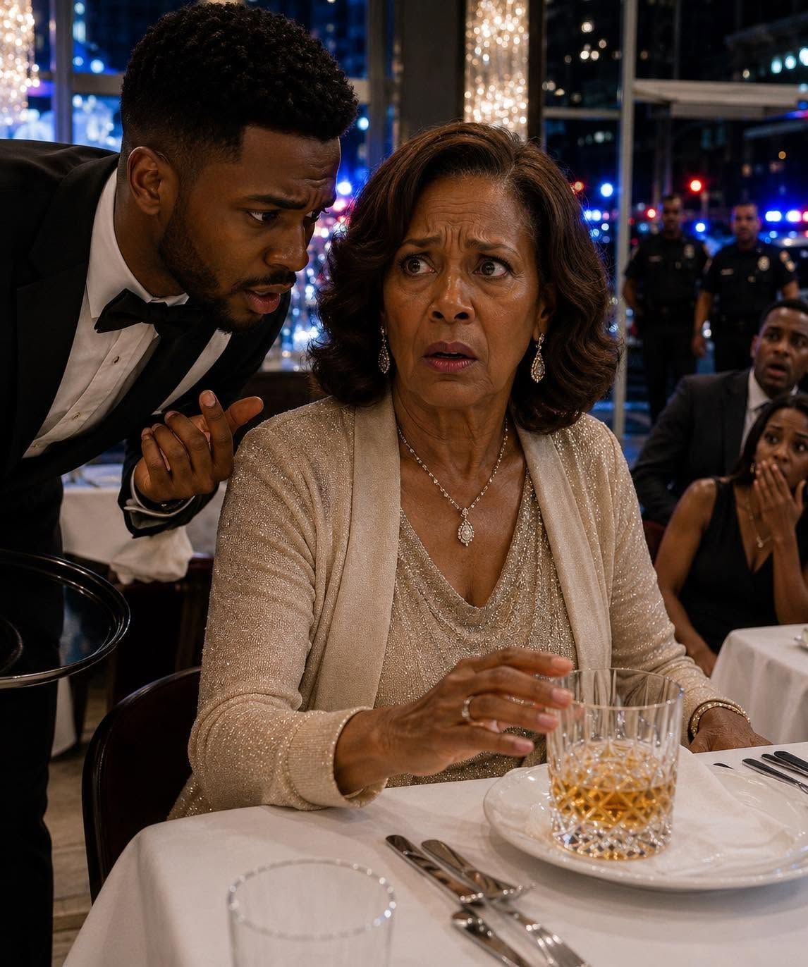 I was having dinner at an upscale restaurant with my daughter and her husband. After they left, the waiter stepped closer, his voice barely above a