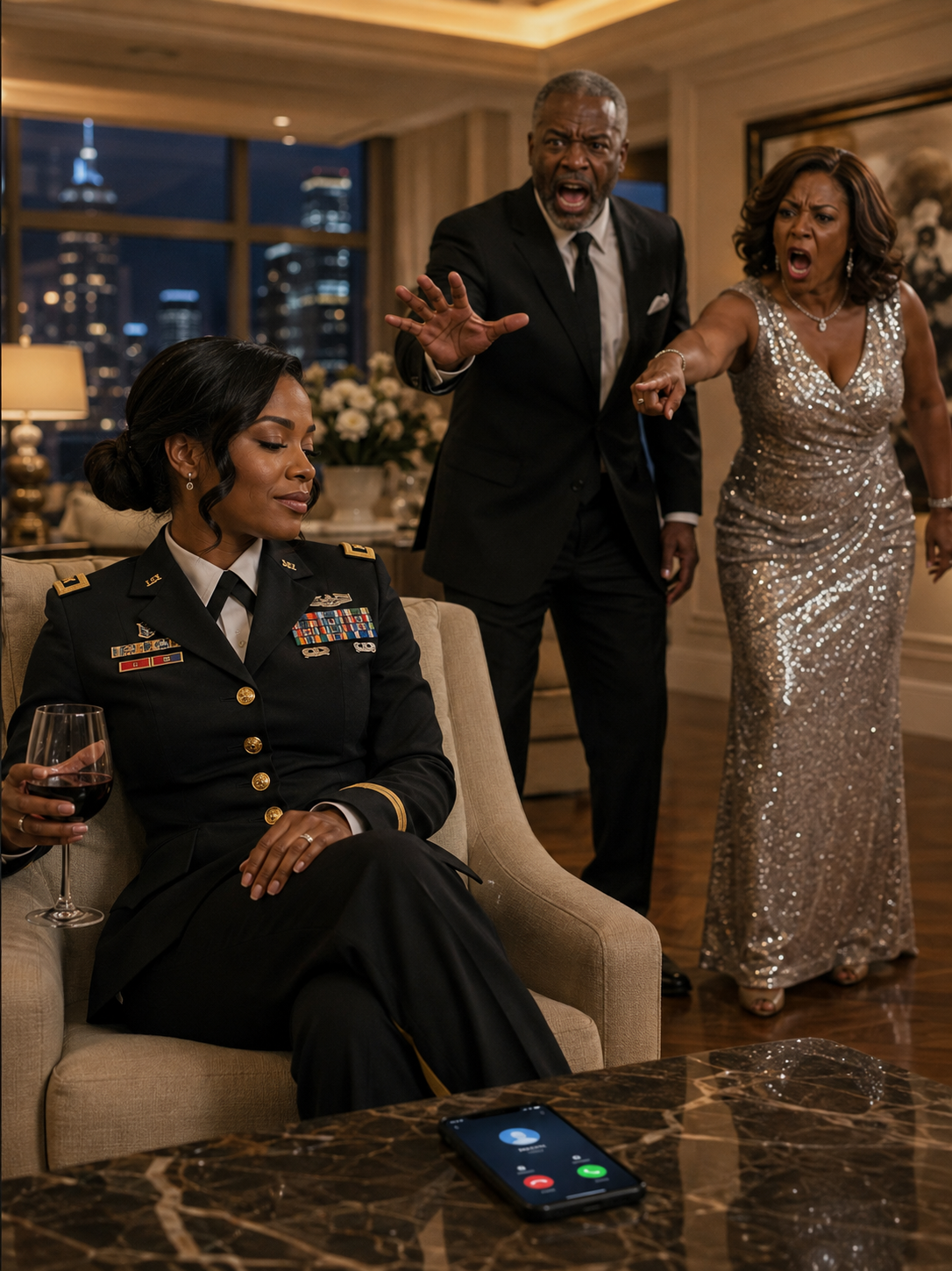 I walked into my father's luxury hotel gala wearing my military dress uniform, only to hear my stepmother point at me and order, "Security, remove her.