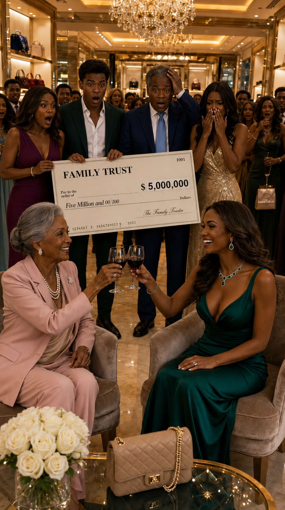 At Christmas dinner, Grandma handed everyone a $5 million check.