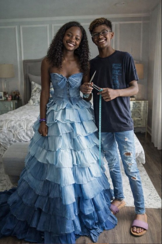 My Stepmother Refused to Buy Me a Prom Dress—So My Brother Sewed One from Our Late Mom’s Jeans, and What Happened Next Made Her Jaw Drop