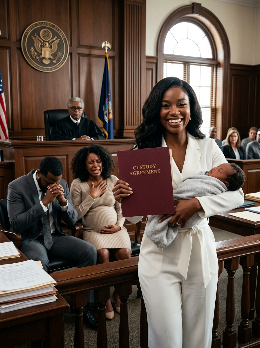 I arrived at the courthouse with my newborn baby in my arms, and my husband showed up with his pregnant mistress to tell me, “Sign, you’re not fit to raise that child,” without imagining that my red folder was going to change everything.