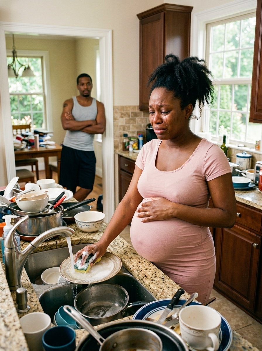When I saw my eight-month pregnant wife washing dishes alone at ten o’clock at night, I called my three sisters and said something that left everyone silent. But the strongest reaction… it came from my own mother.