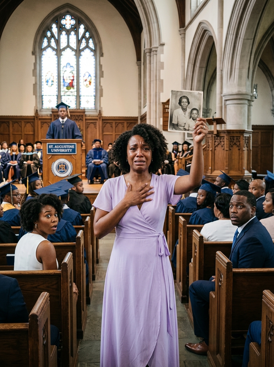 My ex’s new wife stole my seat at my son’s graduation. “His mother can watch from the back. She should be used to it by now,” she laughed. My ex did nothing. After working double shifts for 18 years to raise the valedictorian, I was forced to stand in the shadows near the exit. When my son took the podium, he didn’t smile. He folded his speech, pointed directly at his stepmother, and said something into the microphone that made her went deadly pale.