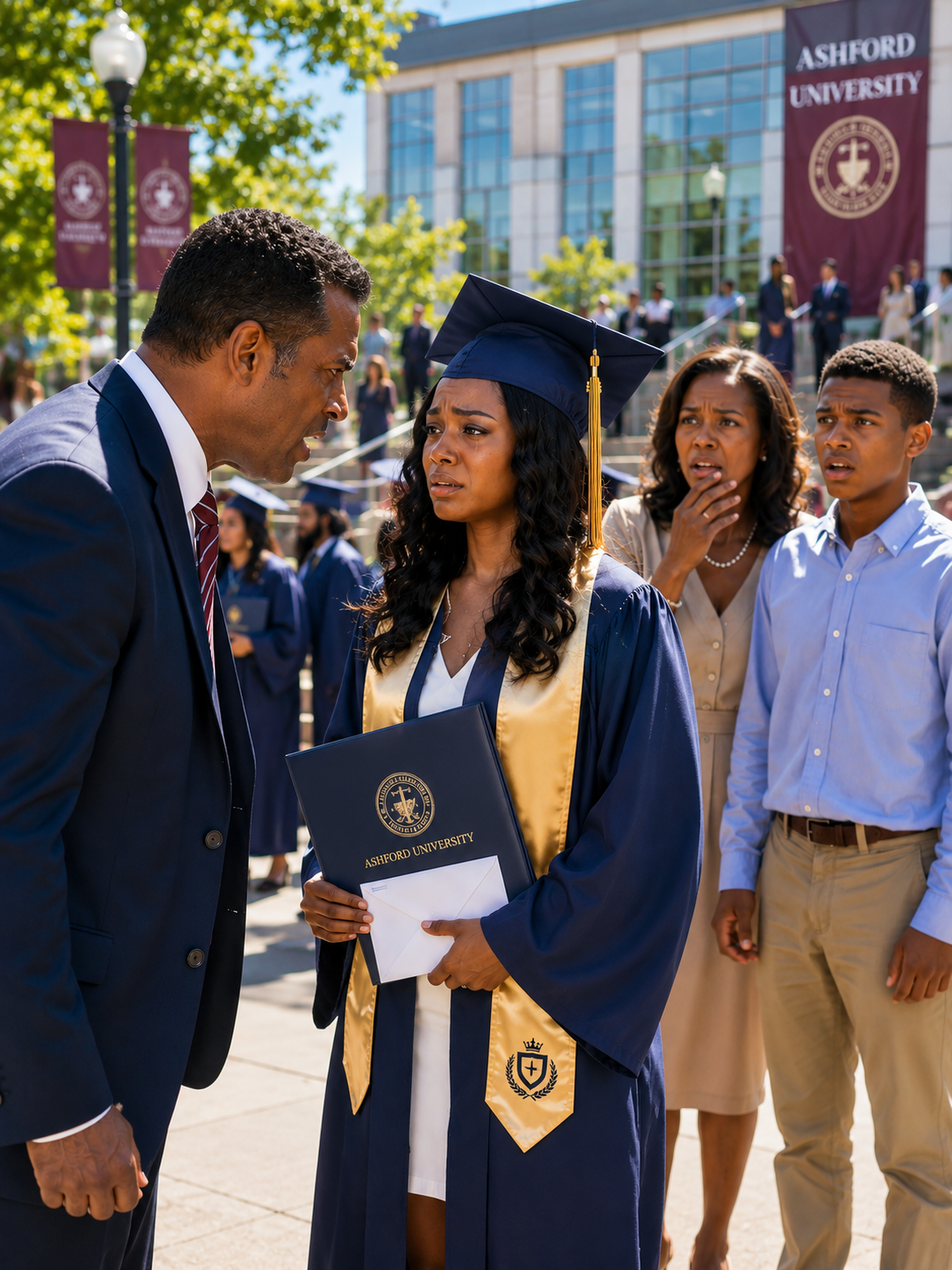 At my own graduation, my father sla:pped me so hard my cap h:it the floor. “You don’t deserve that degree,” he spat, while my mother screamed, “You’re just a failure in a gown!”