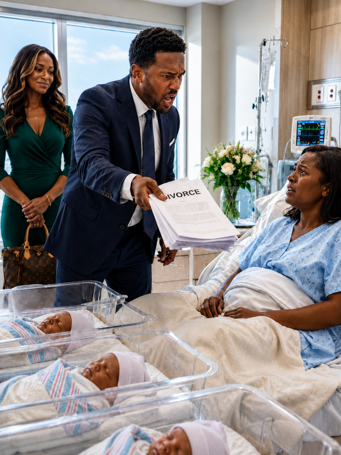 After I gave birth to our triplets, my husband walked into my hospital room with his mistress — who was proudly carrying a luxury bag