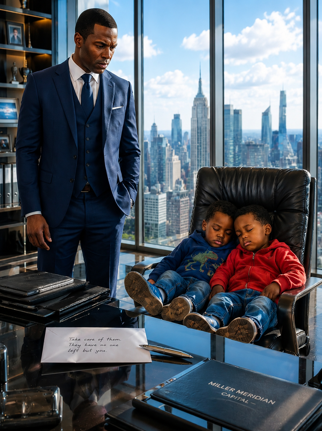 A CEO Found Twins Sleeping in His Office Chair—Then the Note Beside Them Destroyed His Perfect Life