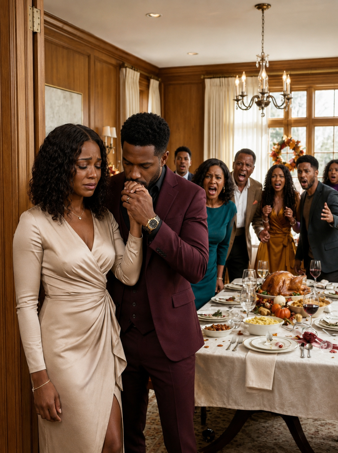 My Father Invited the Whole Family to Thanksgiving, but My Mother Forced Me to Cook in the Kitchen While Everyone Else Celebrated. Two Hours Later, a Man in a Black Suit Walked In, Kissed My Hand, and Said, “Sorry, Darling, I Was Late.” Then My Family Froze in Disbelief, Because…