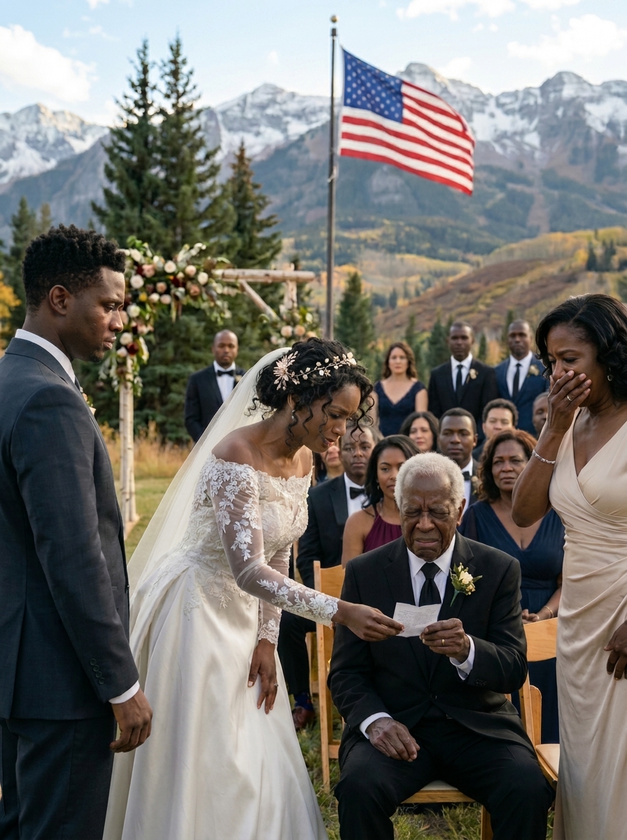 During my daughter’s wedding, she slipped a note from her bouquet into my palm that said only, “Dad, help me,” and before the groom could finish his vows, I stood up in front of two hundred guests, stopped the ceremony cold, and watched his face drain white as the sheriff I’d invited as a “family friend” rose from the crowd.