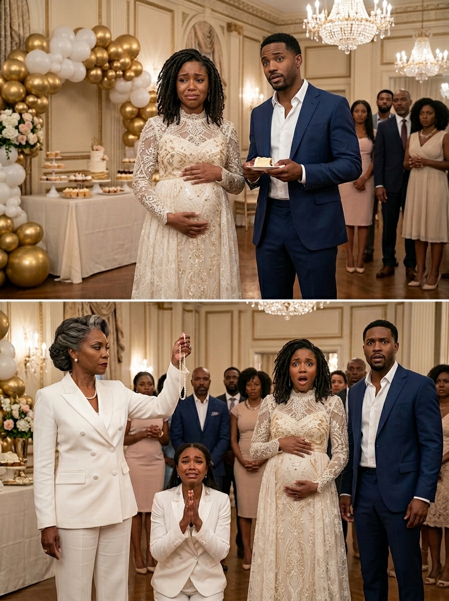 During my baby shower, my mother gently tilted my chin and saw my split lip. “Who touched you?” she whispered. My husband scoffed, eating a piece of cake. “She was being hysterical about the baby. I quieted her down.”