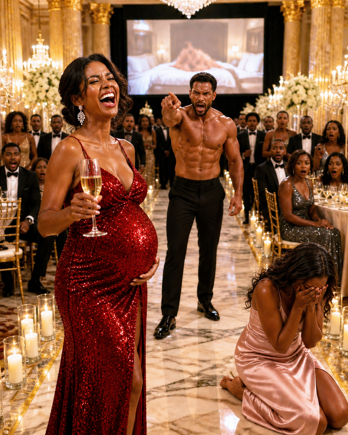 During our $10 million mansion housewarming party, I went up to the master suite to rest my heavy pregnant belly. When I opened the door, I found my fiancé and my young stepmother tangled in my custom silk sheets. I gasped, but he didn’t panic. He calmly got up, locked the heavy oak door, and smirked.