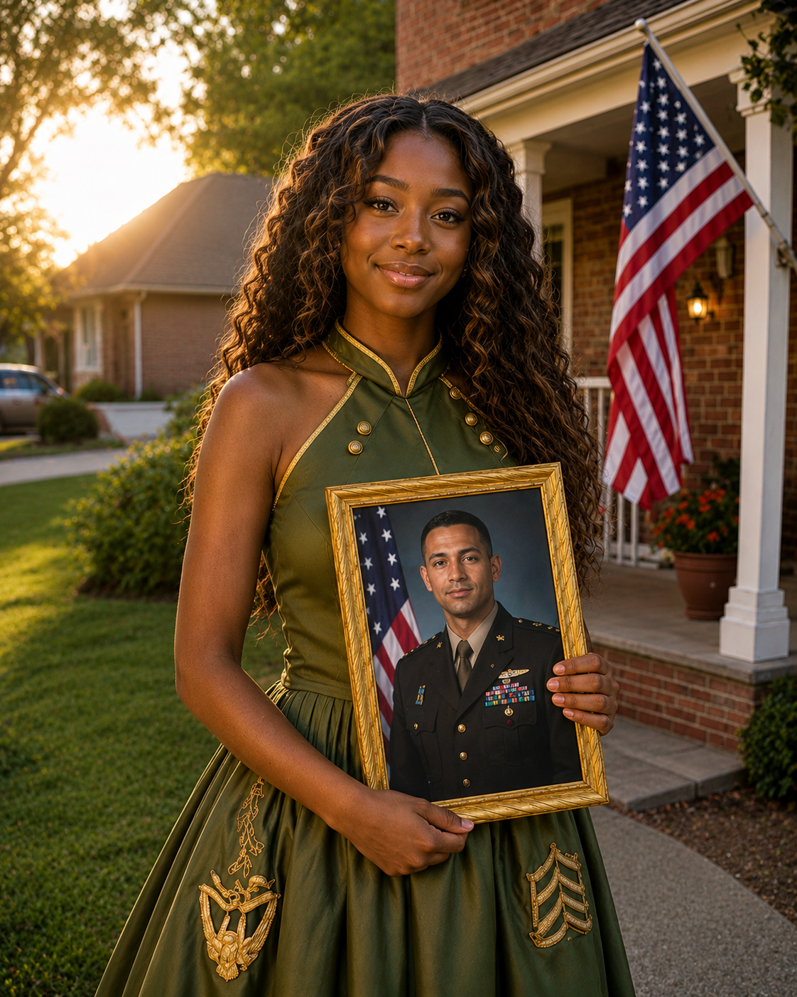 I made my prom dress from my dad’s army uniform to honor him — my stepmother mocked me until a military officer knocked on the door