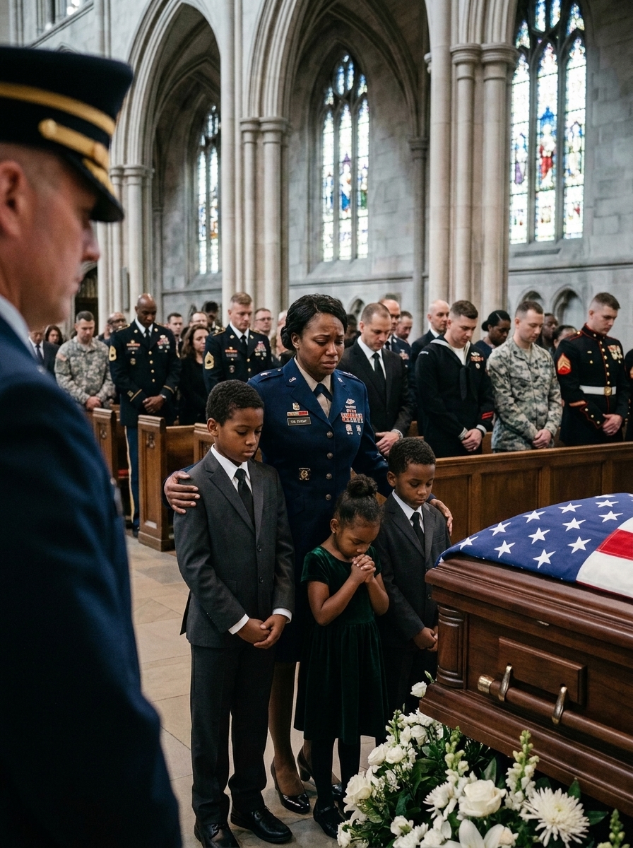 They draped the flag over my ex-husband’s casket, honoring him as a fallen hero. His pregnant mistress sat in the front row, weeping loudly as his parents str0ked her hair—they had completely abandoned me and our triplets years ago
