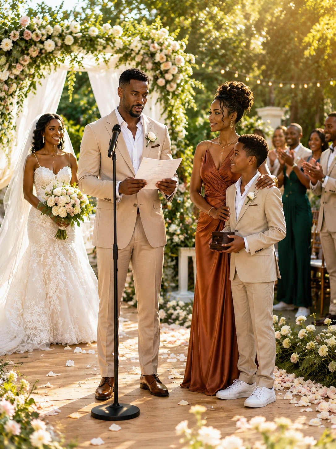 My Ex-Husband Invited Our Eleven-Year-Old Son To His Wedding So Everyone Would Believe He Was A Devoted Father. Moments Before The Ceremony, Oliver Handed Him A Wooden Box Filled With Broken Promises And Financial Records. When The Bride Read The Pages, She Removed Her Ring And Canceled The Wedding.