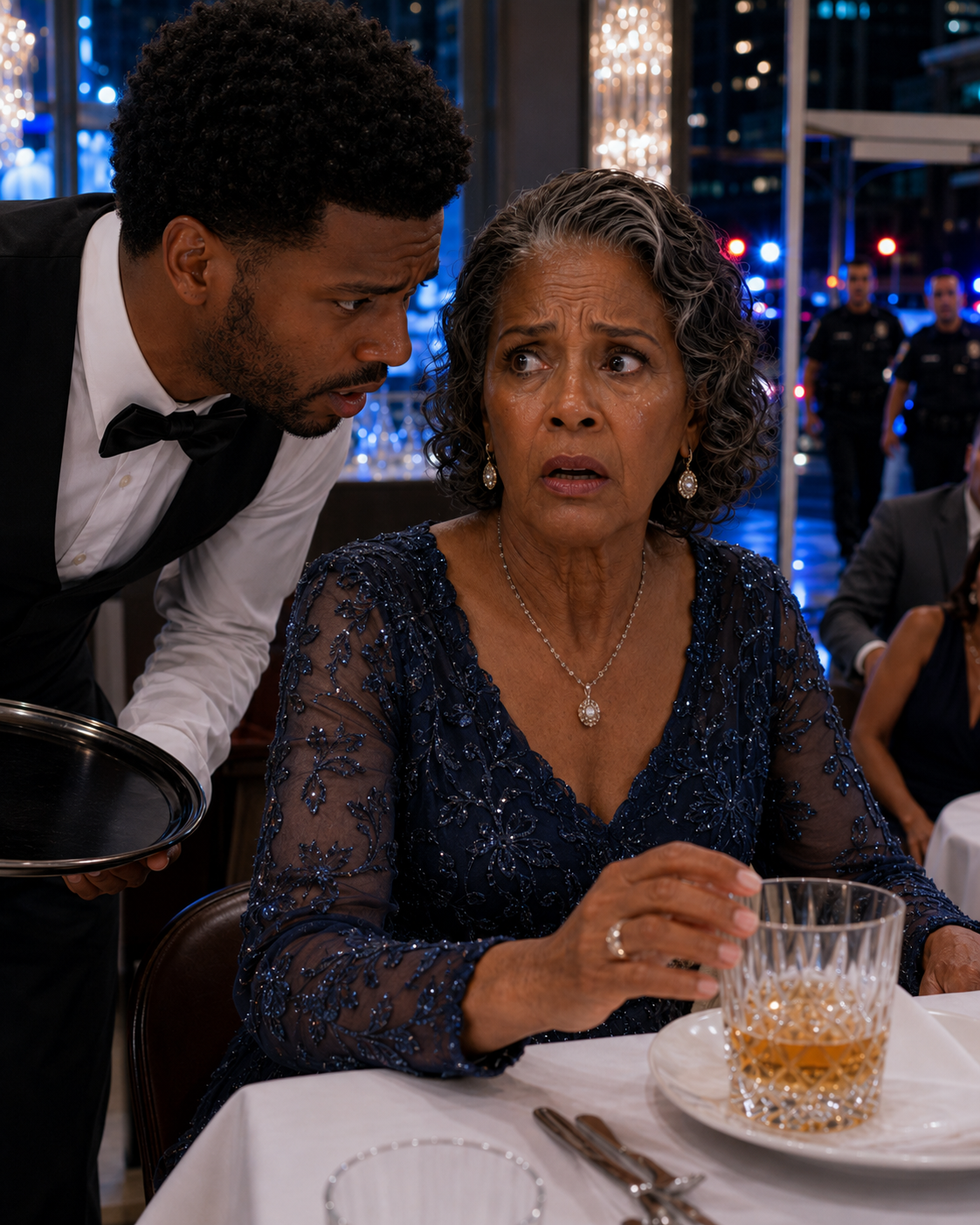 I was having dinner at an upscale restaurant with my daughter and her husband. After they left, the waiter stepped closer, his voice barely above a breath as he whispered, “Ma’am… please don’t drink what they ordered for you.”