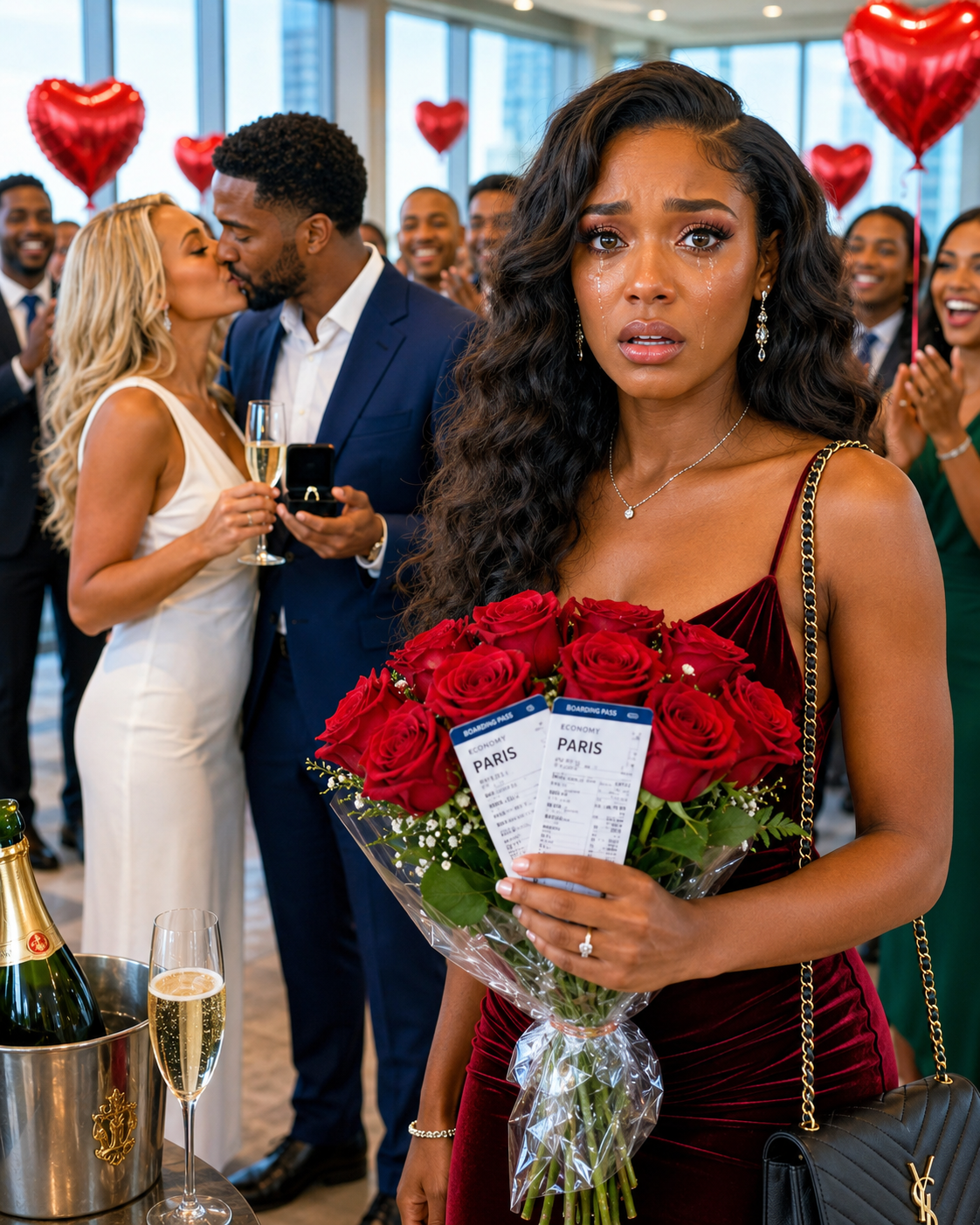 I showed up at my husband’s office with flowers and two first-class tickets to Paris for Valentine’s Day. Instead, I walked into a company-wide celebration of his engagement to the female CEO. He slipped a diamond ring onto her finger as the crowd applauded. I quietly turned around, canceled our trip, froze every joint account, and reclaimed my 83% ownership of the company—worth $558 million.