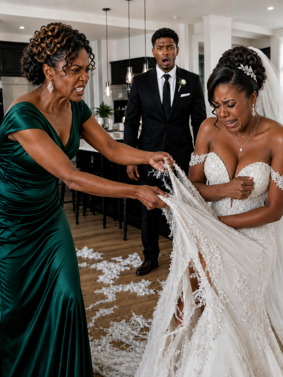 My Mother-in-Law Ripped My White Dress Apart in My Own Kitchen and Called Me Nothing Without Her Son—She Never Expected I’d Lock Her Out of the Mansion She’d Been Bragging About for Years