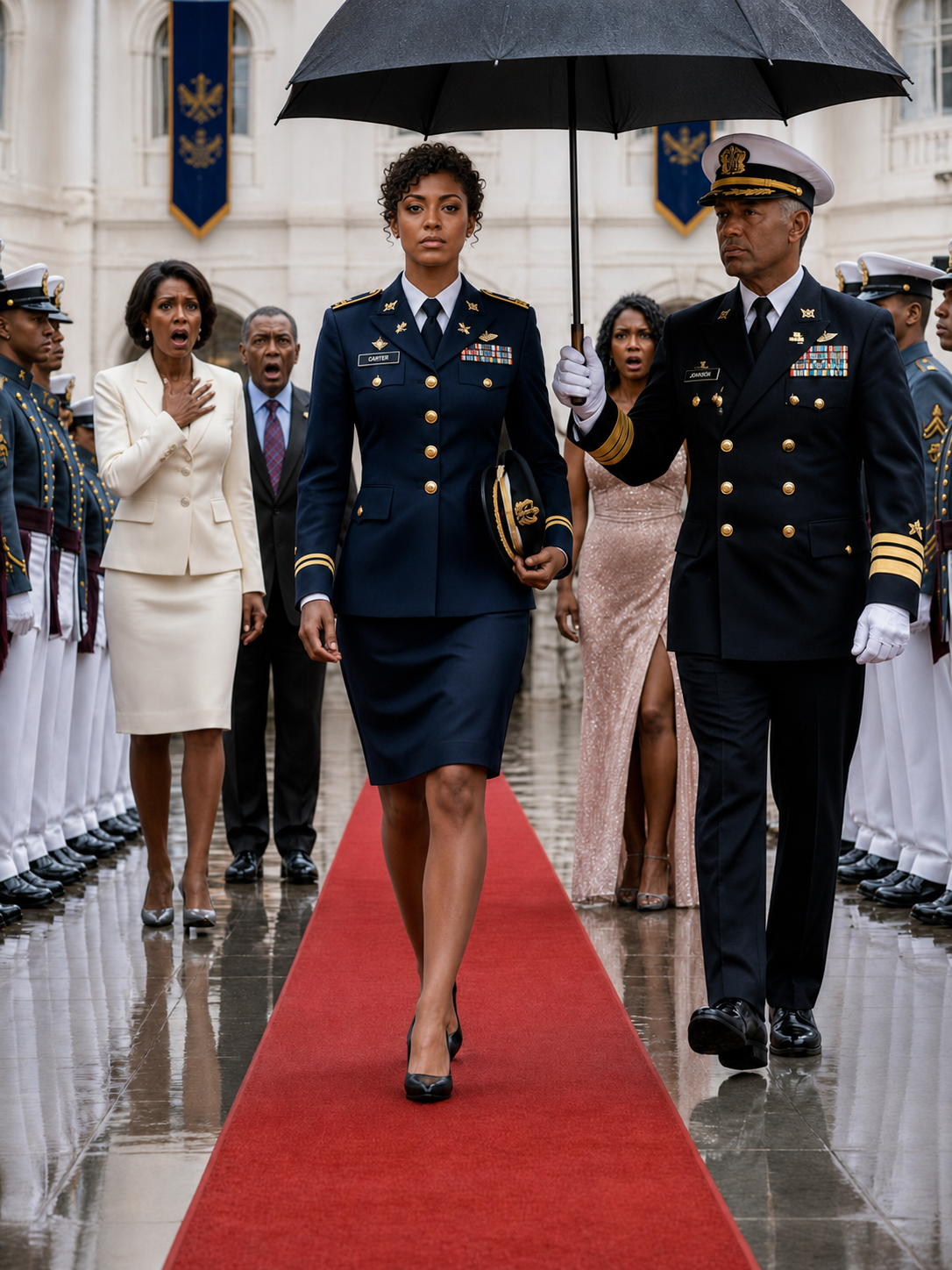 My father snatched the only VIP ticket to my military academy graduation, handed it to my stepsister, and shoved me out into the rain, telling me I didn’t even deserve to be there. He thought I was just an insignificant soldier who would get lost in the crowd. What he didn’t realize was that the entire ceremony was on hold waiting for me—because I was the Distinguished Graduate, and they couldn’t even begin without me.