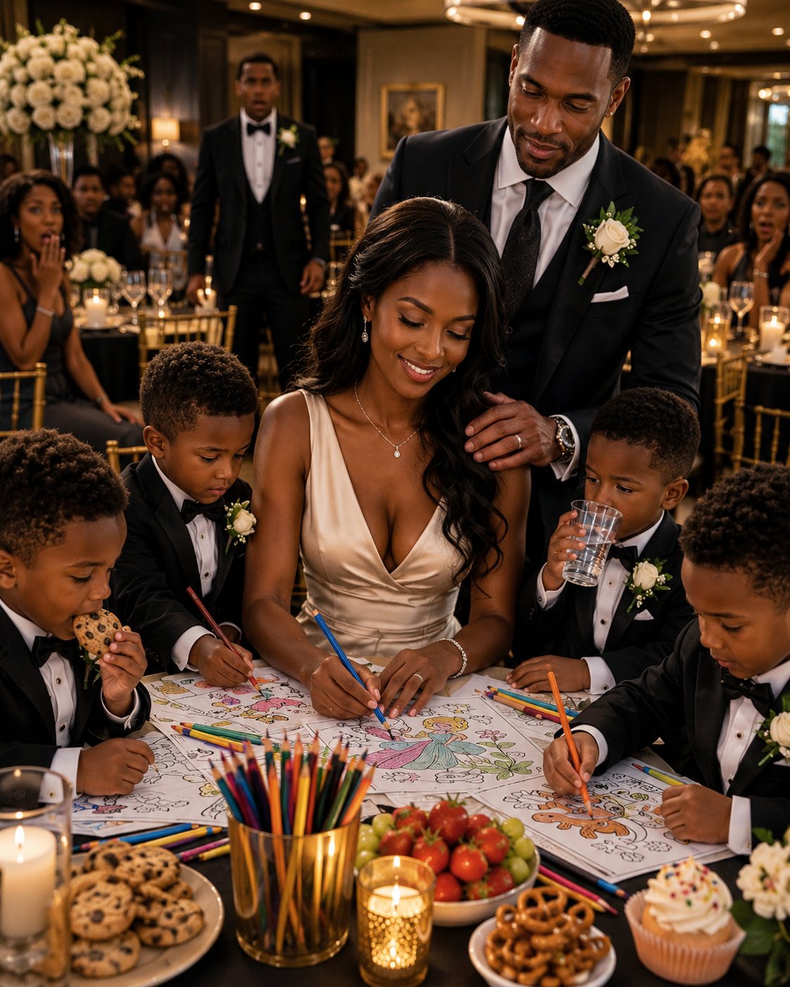 My brother sent me to the kids’ table at his wedding and whispered, “Don’t ruin the image,” but everything changed when the billionaire boss he wanted to impress sat next to me and shattered his humiliation.