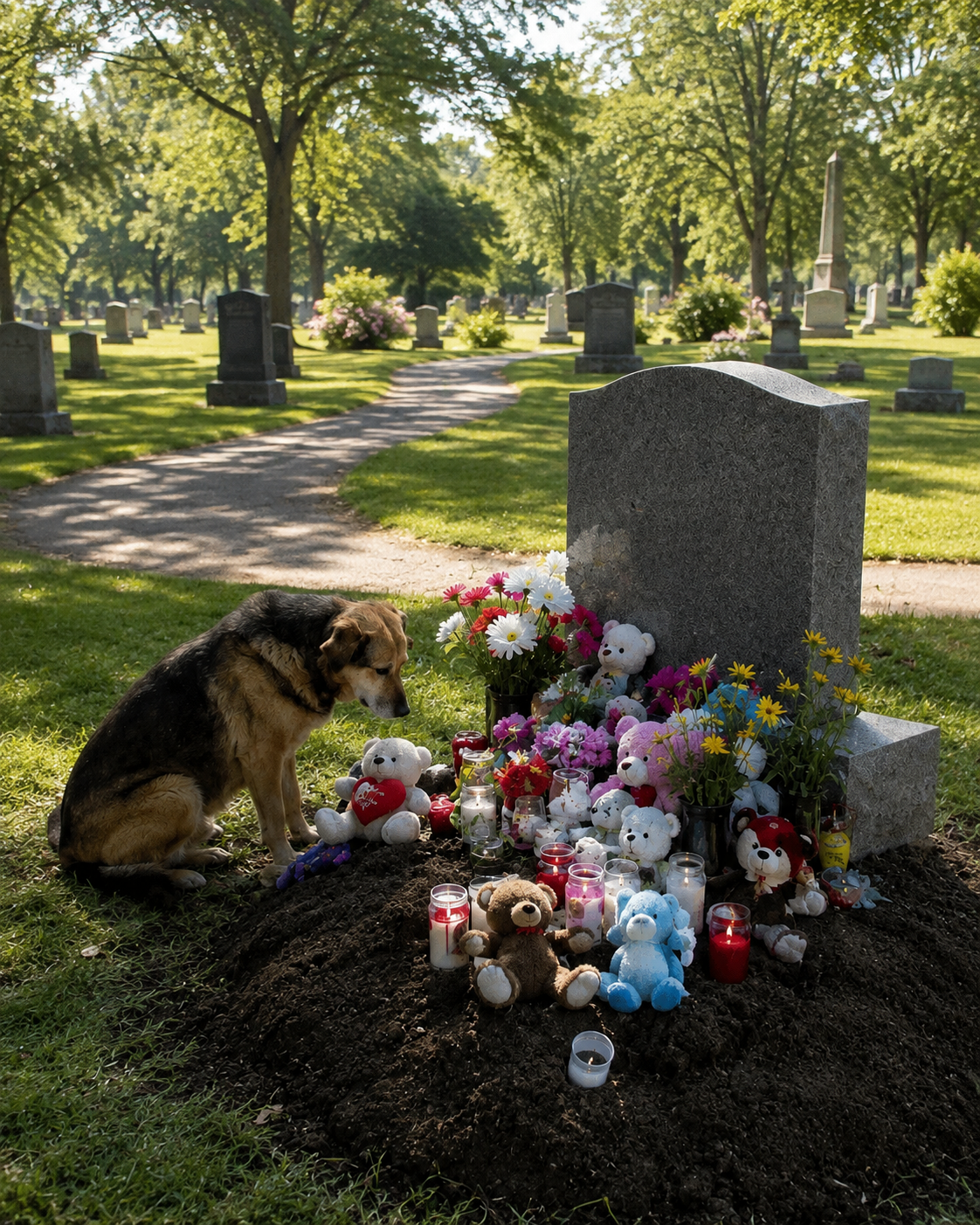 A Stranger's Dog Sat By My Late Son's Grave Every Single Day For A Year — Then One Day, He Showed Up In My Yard With A Toy In His Mouth