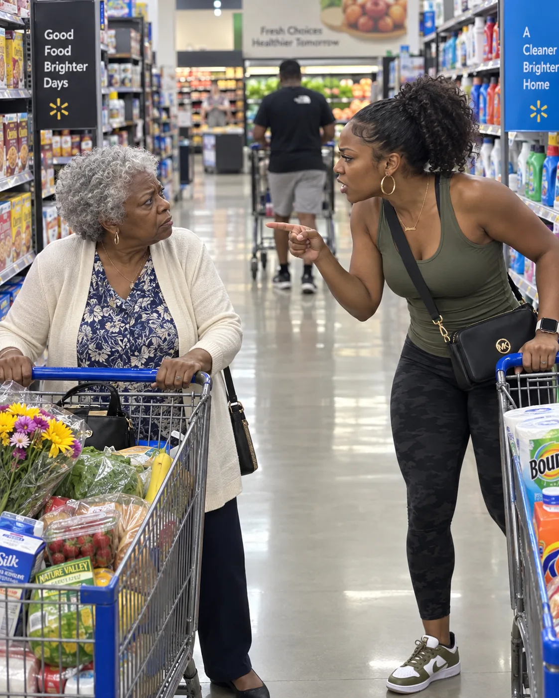 A woman humiliated my eighty-three-year-old mother in front of an entire checkout line. Then the cashier looked at her face, reached under the counter, locked her register, and said nobody leaves.