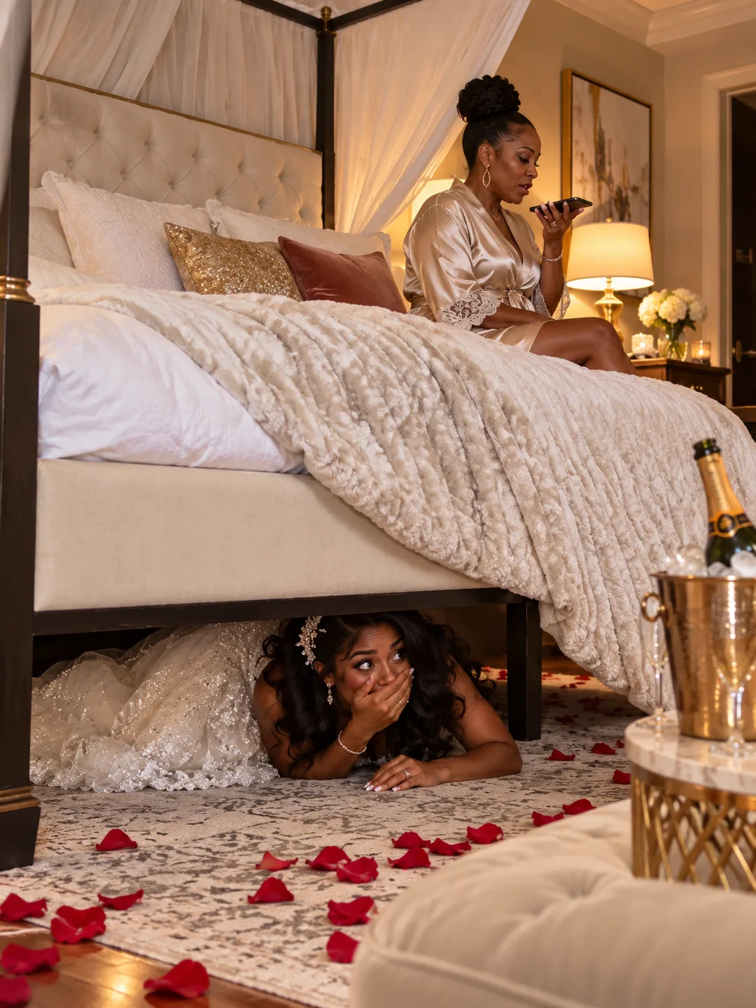 On my wedding night I hid under the bed to surprise my husband. His mother came in instead, sat down on the mattress above me, and put a call on speaker.