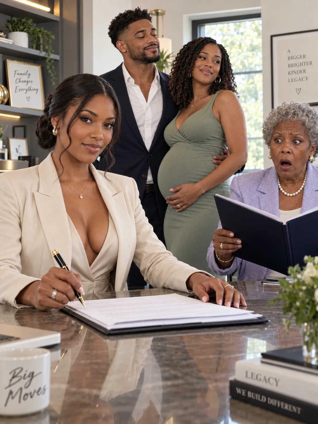 My husband made me sign the divorce papers at his mother's birthday dinner, in front of fourteen guests, with my pregnant sister standing under his arm. I signed every page without crying — and ten minutes later, when his mother opened the last folder, the color went out of her face.