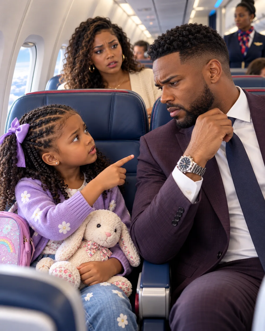 A four-year-old asked me to lift her backpack into the locker on a flight to Halverston and then told me her name. Eleven rows behind us, her mother had been watching the whole thing.