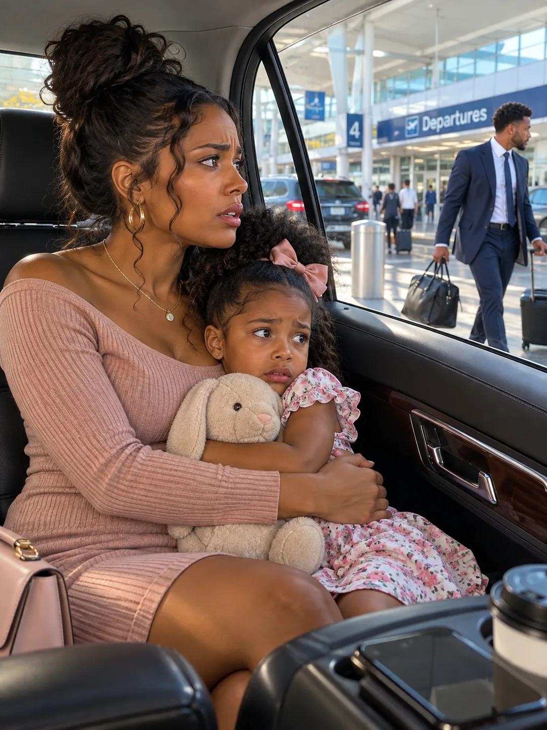 I dropped my husband at the airport at twenty past seven and my eight-year-old told me we couldn't go home. At twenty-nine minutes past, he walked back out of those doors without his bag.