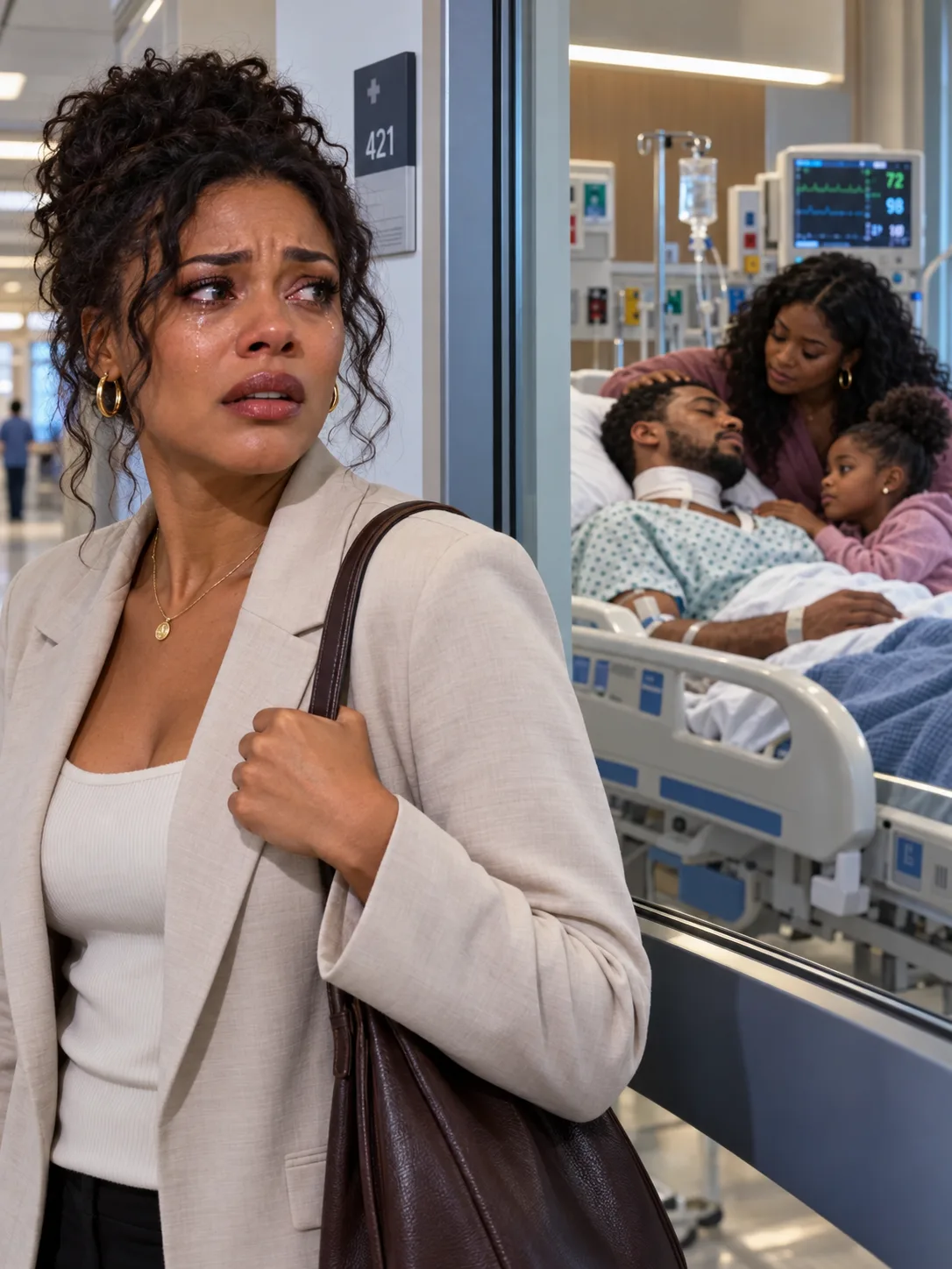 I flew back overnight after my husband's crash and the nurse told me I couldn't go in, because his wife and daughter were already with him. Through the glass, the other woman was wearing my grandmother's necklace.