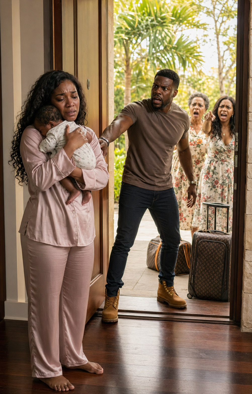 My mother-in-law looked at my 38-week pregnant belly, told my husband, “Put a lock on both doors and let her give birth alone,” and then went off on a luxury trip, paid for with my money. Seven days later, they returned tanned, smiling, and dragging suitcases full of shopping bags…