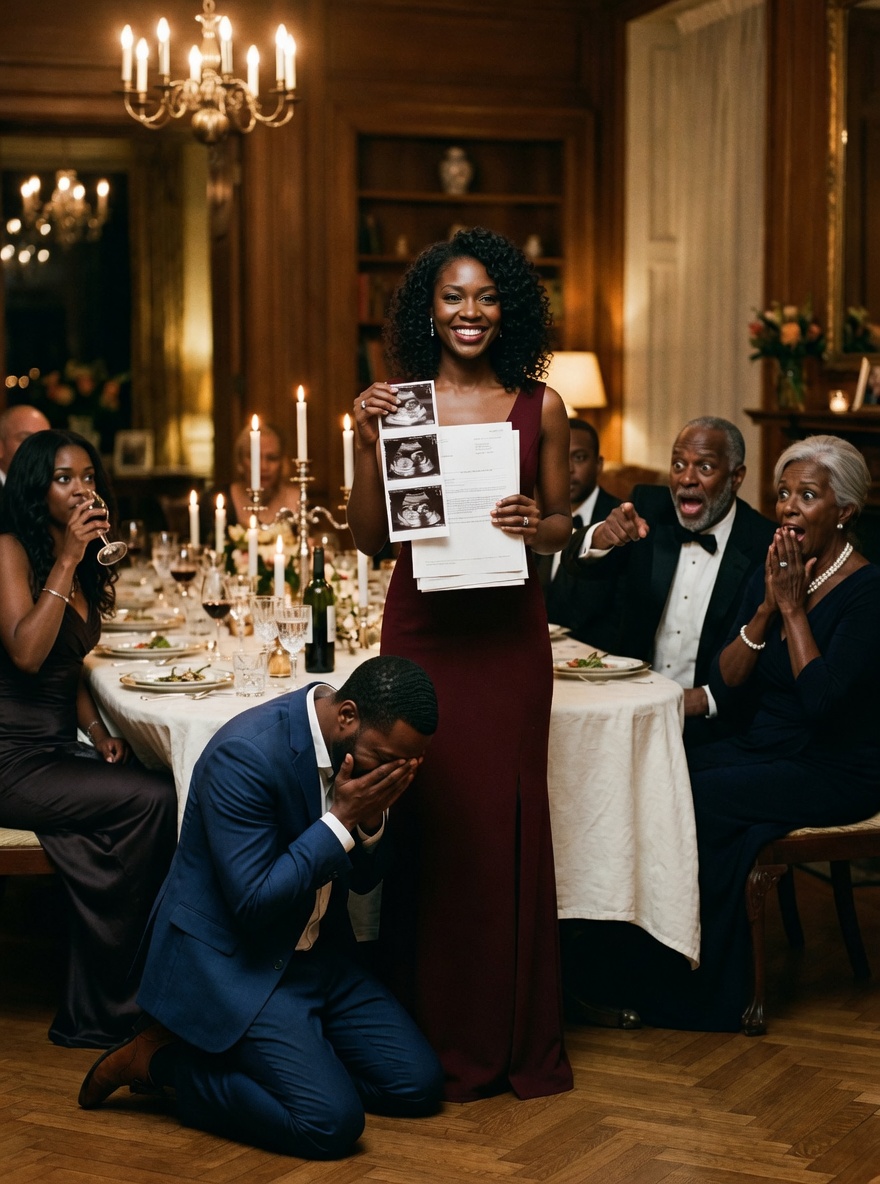 For two years, my in-laws treated me like I was defective, mocking me for not giving their family an heir while never knowing their son had secretly had a vasectomy years earlier. Then, at Thanksgiving, my father-in-law shoved divorce papers across the table in front of a room full of guests, while my mother-in-law proudly stood beside the woman they had already chosen to replace me. He told me to sign and disappear because their family “needed a future.” I signed without a word. Then my lawyer friend laid down two documents: proof of my husband’s vasectomy and proof that I was eight weeks pregnant. The room went silent. My father-in-law lost all color. My husband looked like he’d stopped breathing. I stood up, looked at them, and said, “You wanted an heir. Too bad you just signed away every claim to this child.”