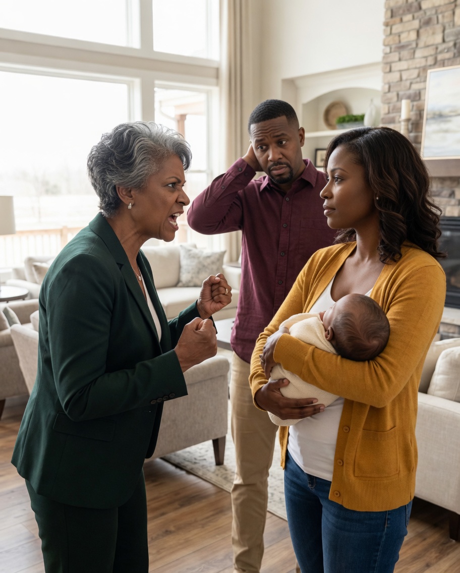 My mother-in-law thought hu:miliating me in front of my newborn would break me. She told me to get out of the family photo, and my husband stayed silent. What she didn’t know was that the house belonged to me and that moment changed everything.