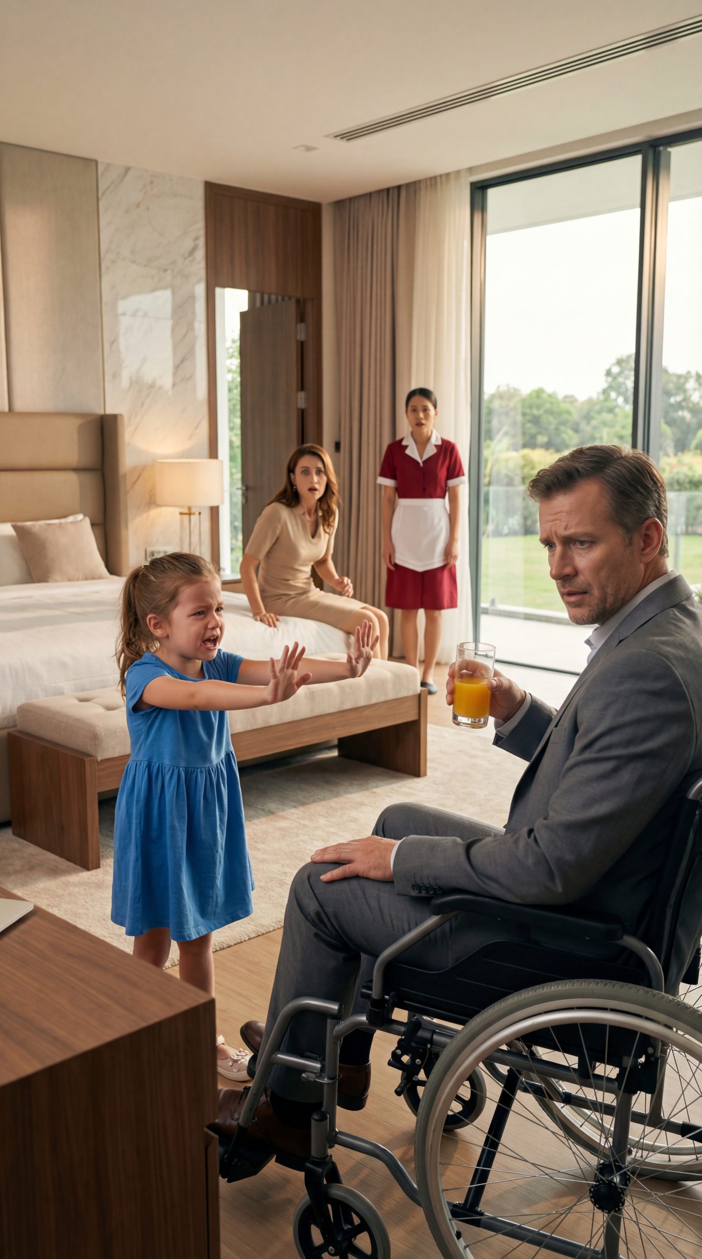 A Businessman in a Wheelchair Trusted His Devoted Fiancée to Oversee His Entire Recovery After a Life-Changing Event — Until a Quiet Little Girl Pointed at His Morning Juice and Refused to Let Him Drink, Unaware That It Was the Key to His Mysterious Decline No One Had Ever Questioned