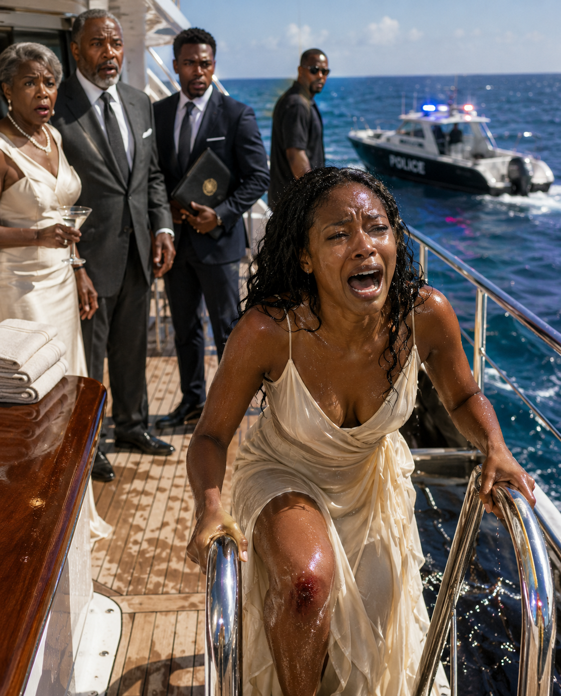 I never told my boyfriend’s arrogant parents that I was the one who owned the bank holding all their debt. To them, I was just “some barista with no future.” At their luxury yacht party, his mother sneered and shoved a drink into my hands, spilling it down my dress. “Staff should stay below deck,” she said coldly. His father laughed. “Careful—don’t ruin the furniture.”