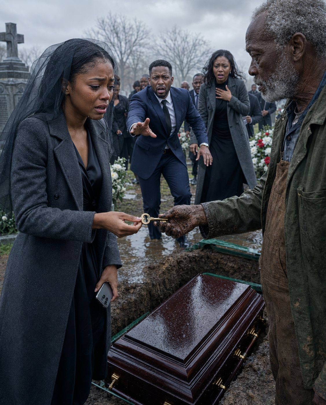 At my mother’s funeral, the groundskeeper quietly pulled me aside and murmured, “Miss, your mother paid me to lower an empty coffin into the ground.” I thought he was joking