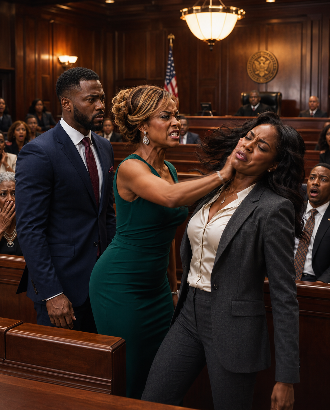 I didn’t say a word when my husband’s mistress slapped me in the courthouse hallway. I didn’t scream. I didn’t cry. I just smiled. My husband looked away and muttered, “Just let it go.” They thought I was weak. They thought I was finished. What they didn’t know… was that in a few minutes, they would pay for everything.