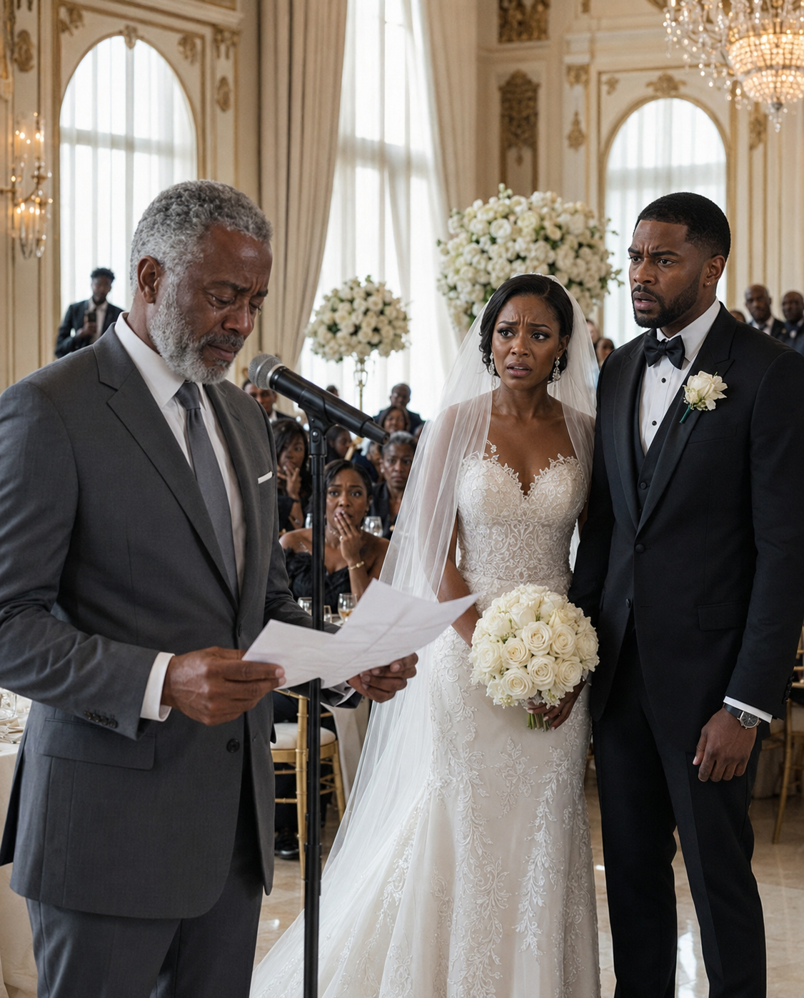 At their lavish wedding, my brother’s bride sneered, “A poor family like yours ruins our prestige.” My father suddenly laughed, stood up—and walked out. Seconds later, the truth she’d mocked was revealed, draining all color from her face.