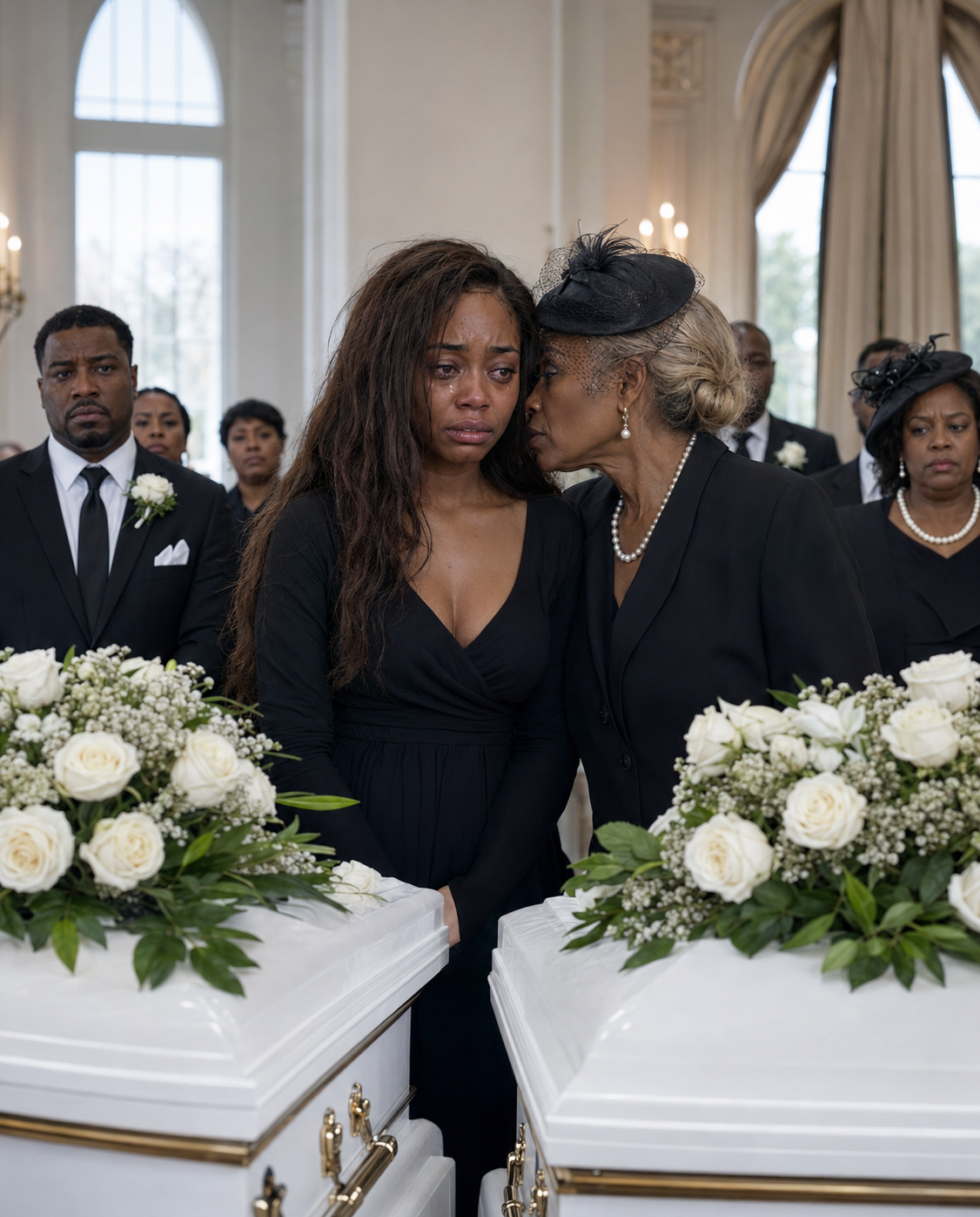 At my twin babies’ funeral, as their tiny coffins lay before me, my mother-in-law leaned close and hissed, “God took them because He knew what kind of mother you were.” I snapped, sobbing, “Can you shut up-just for today?” That’s when she slapped me,