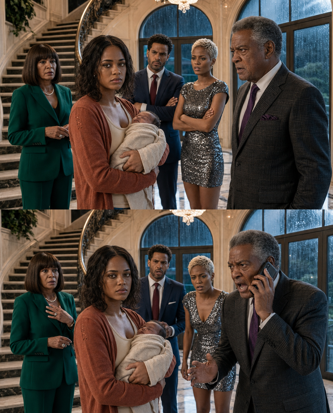 Seeing me holding my newborn in worn-out clothes, my grandfather frowned. “Wasn’t $582,000 a month enough?” He asked. I replied calmly, “i never received a single dollar.” He froze, then immediately picked up his phone and called his lawyers.