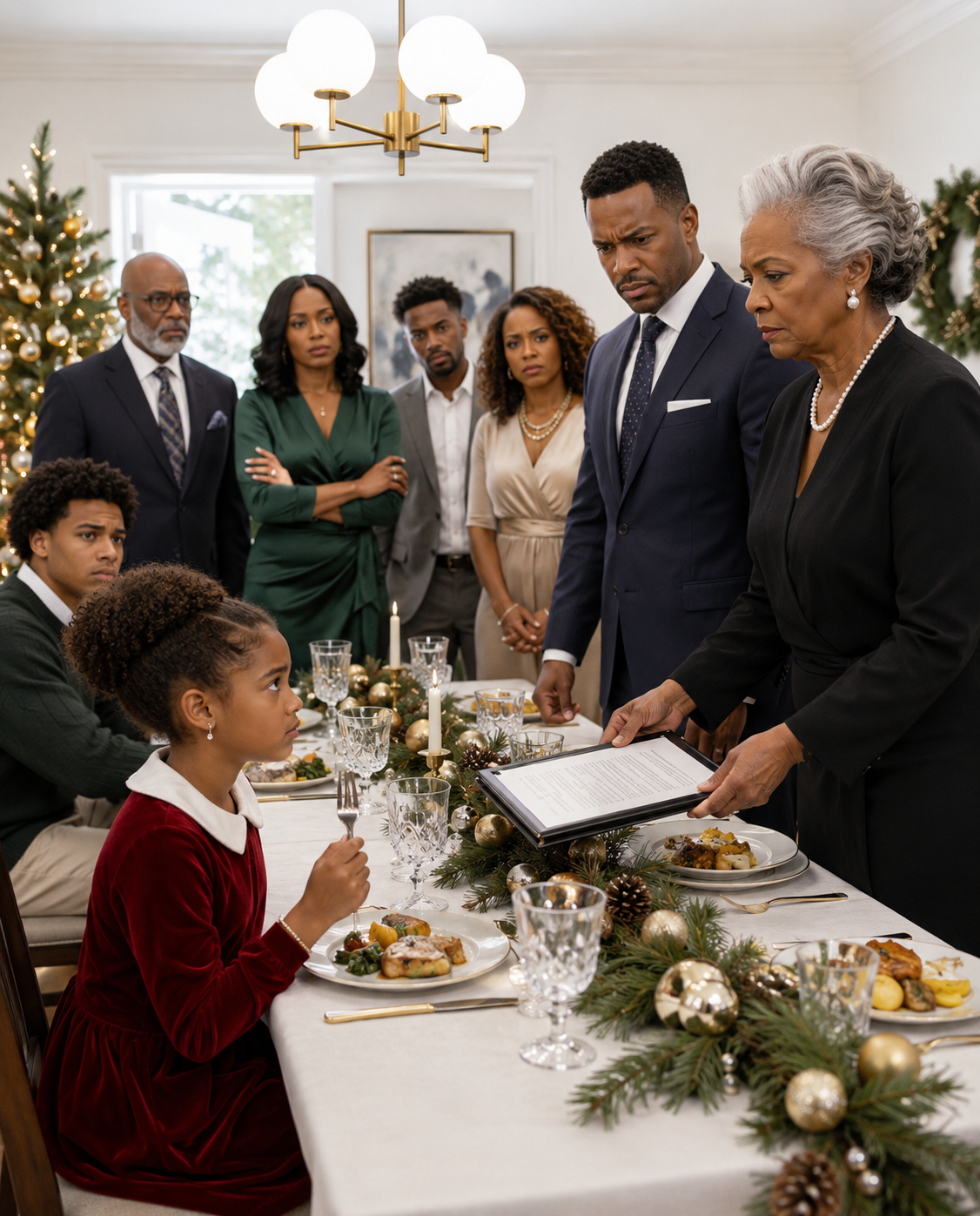 My mother-in-law raised her glass and smiled. “I’m proud of all my grandkids… except one.” Then she pointed at my 9-year-old like she was a punchline. Laughter followed. My daughter froze, fighting tears. My husband didn’t flinch—he slid a thick folder onto the table. One page in, the color drained from their faces. Because the “family money” they’d been spending… wasn’t theirs.