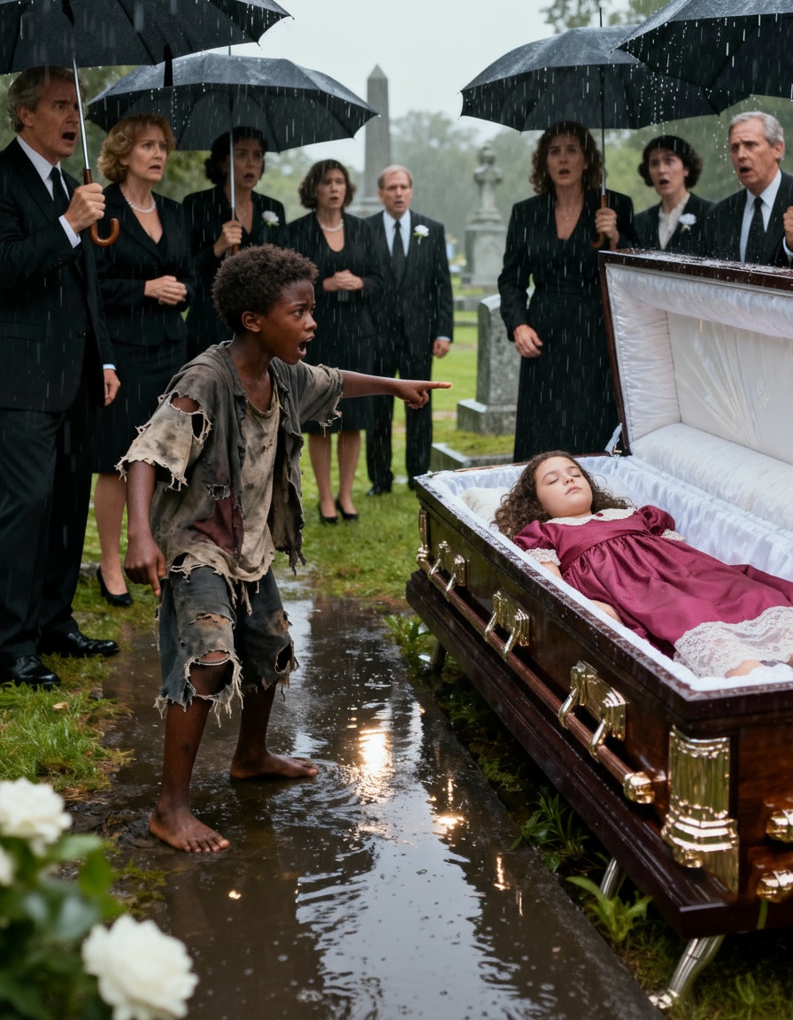 “Your daughter is still alive” – ??Homeless black boy ran to the coffin and revealed a secret that shocked the billionaire…