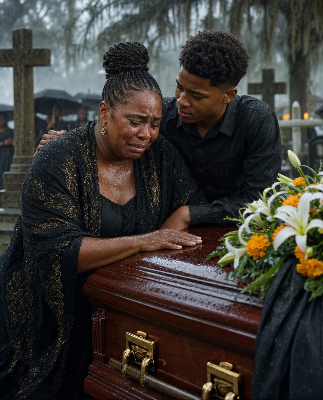 At my husband’s funeral, my son squeezed my hand. Then he leaned in and whispered, “You’re not part of this family anymore.” It felt like the world shattered beneath my feet. Before I could react, he took my keys… and the will.