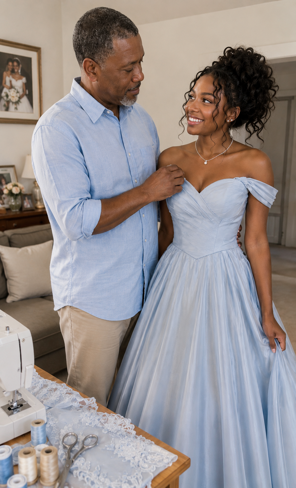 My Father Sewed Me a Dress from My Late Mother's Wedding Gown for Prom – My Teacher Laughed Until an Officer Walked In