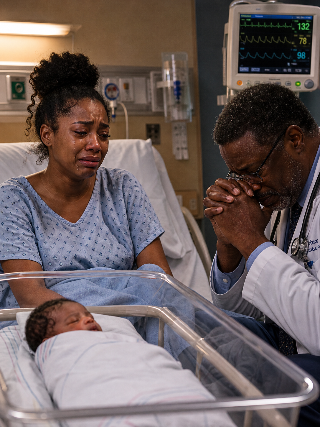 She went to the hospital to give birth, but the doctor burst into tears when he saw the baby.